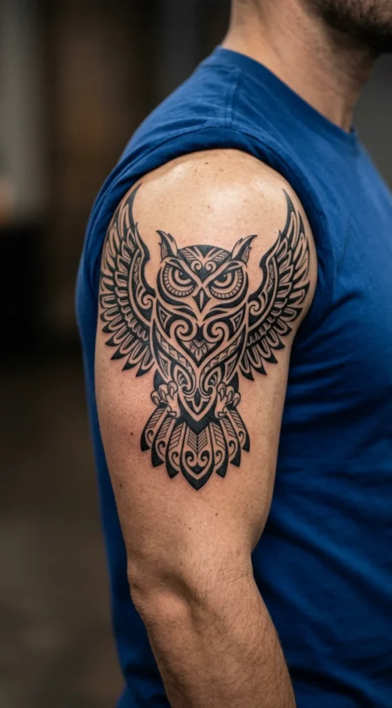 Tribal Owl Tattoo