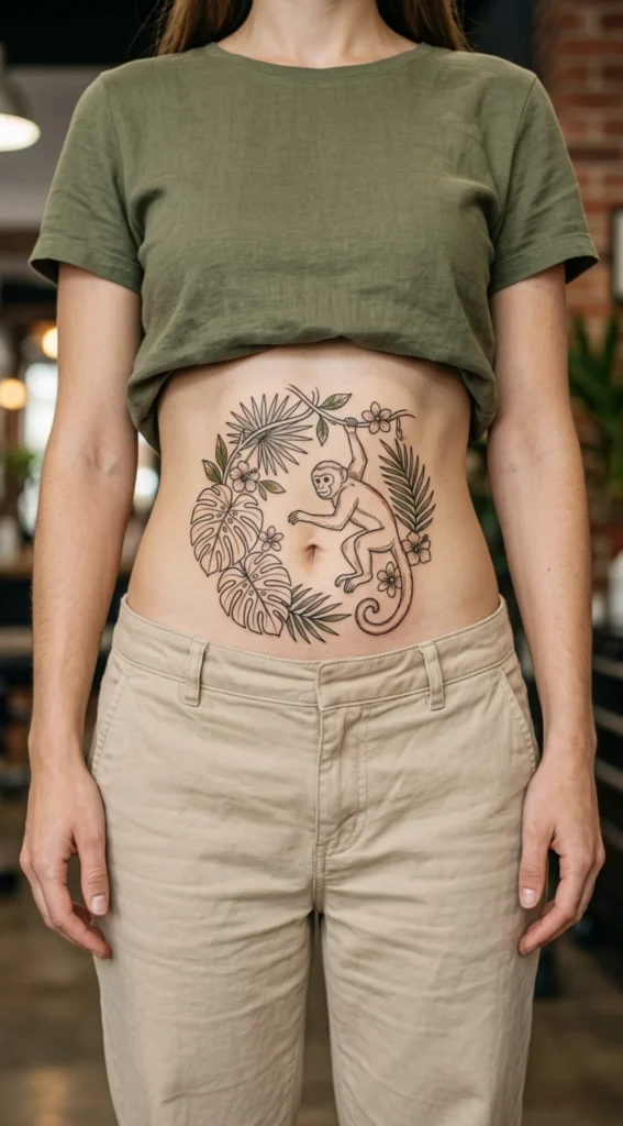 Tropical Monkey Belly Outline