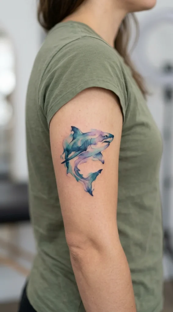 Watercolor Shark Tattoo