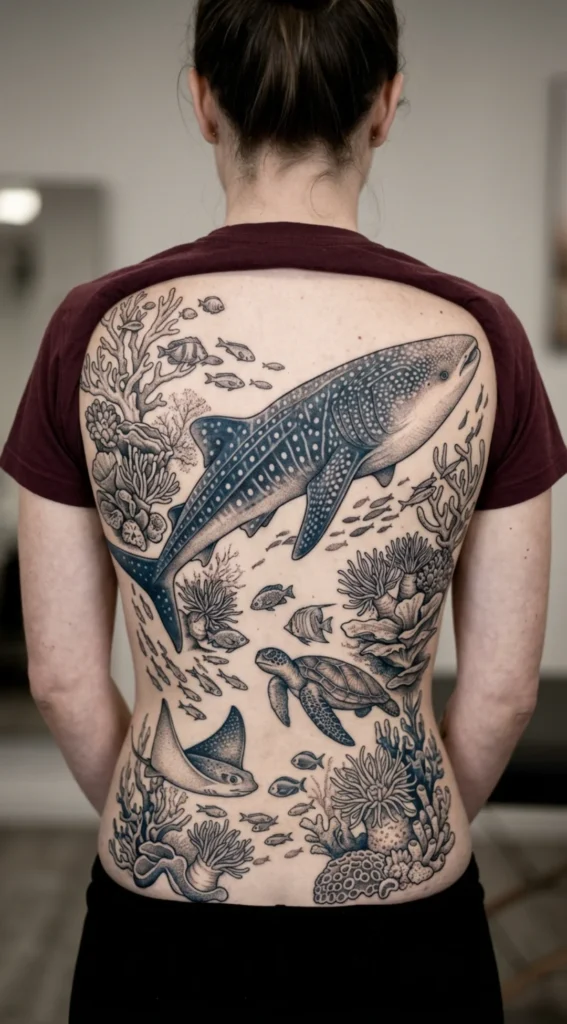Whale Shark Back Piece with Marine Life