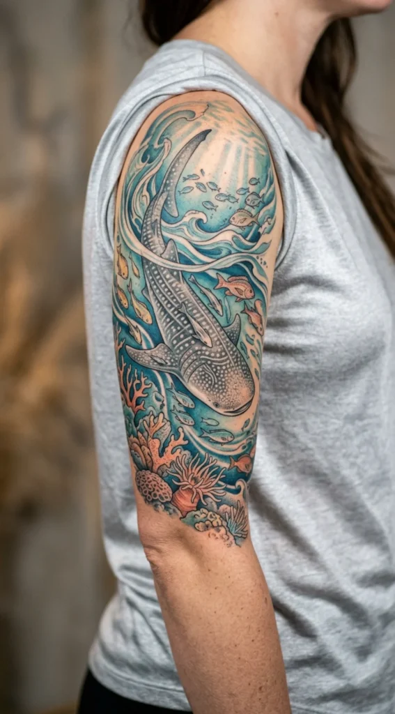 Whale Shark Half Sleeve Ocean Artwork