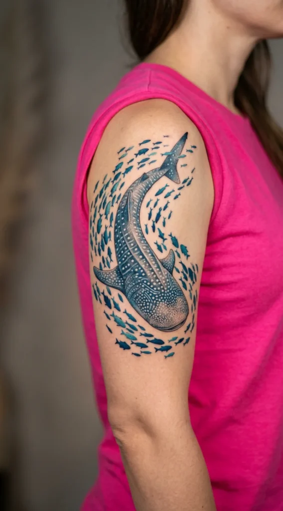 Whale Shark with Tropical Fish Composition
