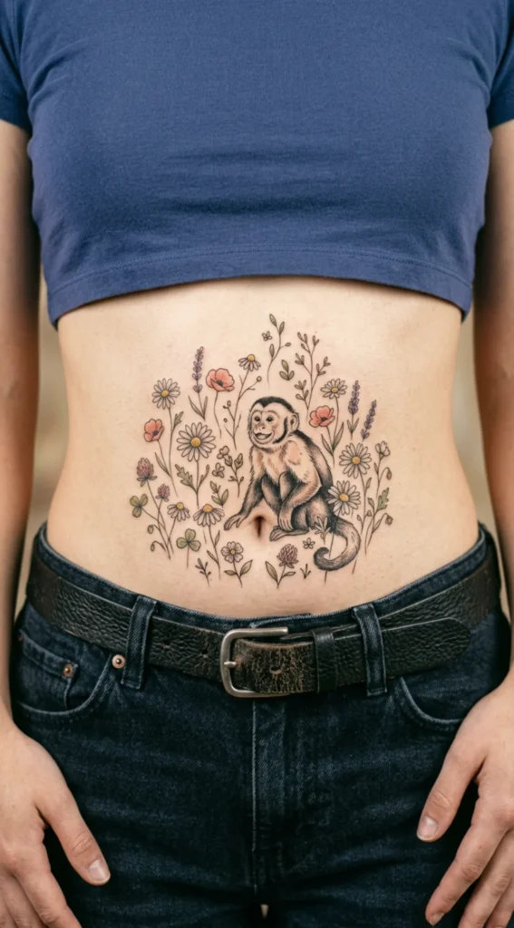 Wildflower Monkey Belly Tattoo