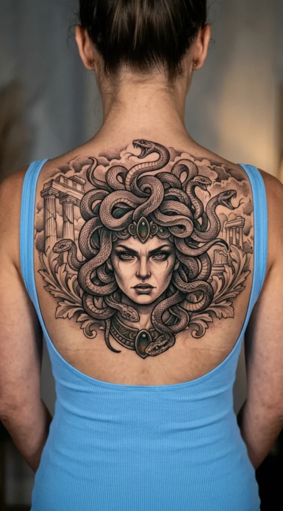 Medusa Back Tattoo