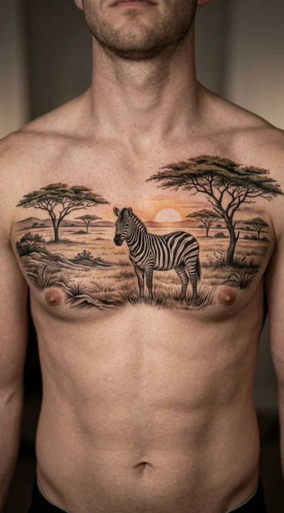 African Landscape Zebra Chest