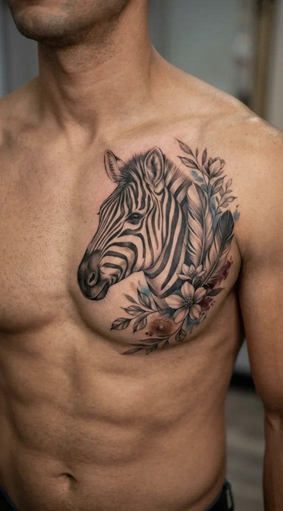Black and Grey Zebra Chest Piece