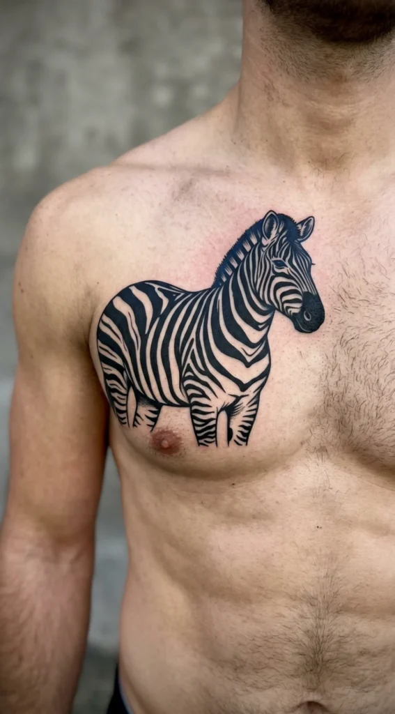 Blackwork Zebra Chest Design
