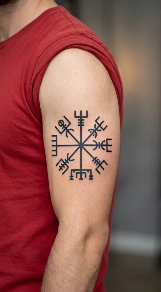 Classic Vegvisir Compass Tattoo
