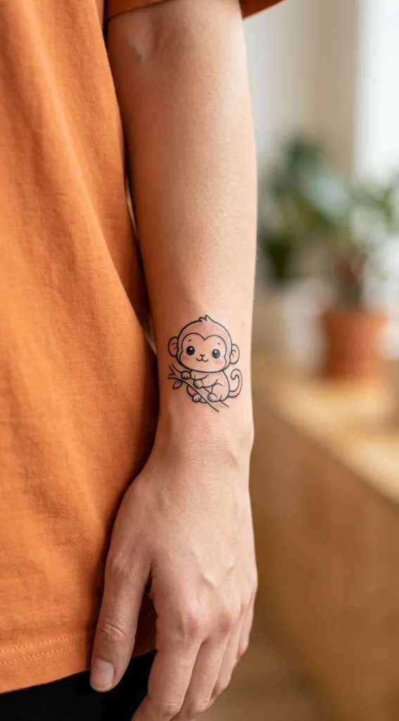  Cute Kawaii Monkey Tattoo