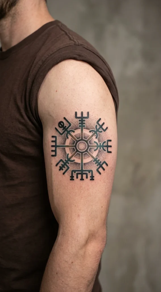 Dotwork Vegvisir Compass Tattoo