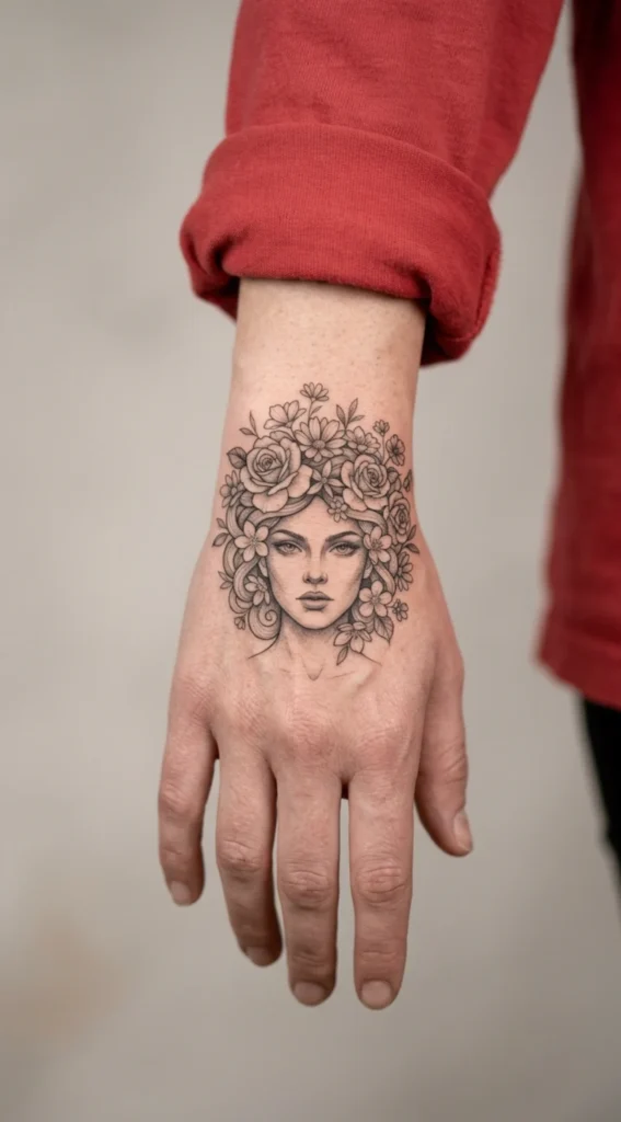 Floral Medusa Hand Portrait