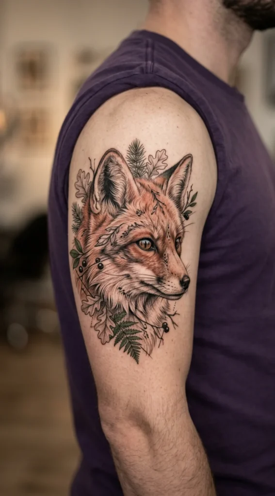 Fox Head with Woodland Details