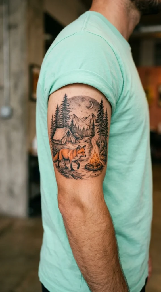 Fox and Camping Scene