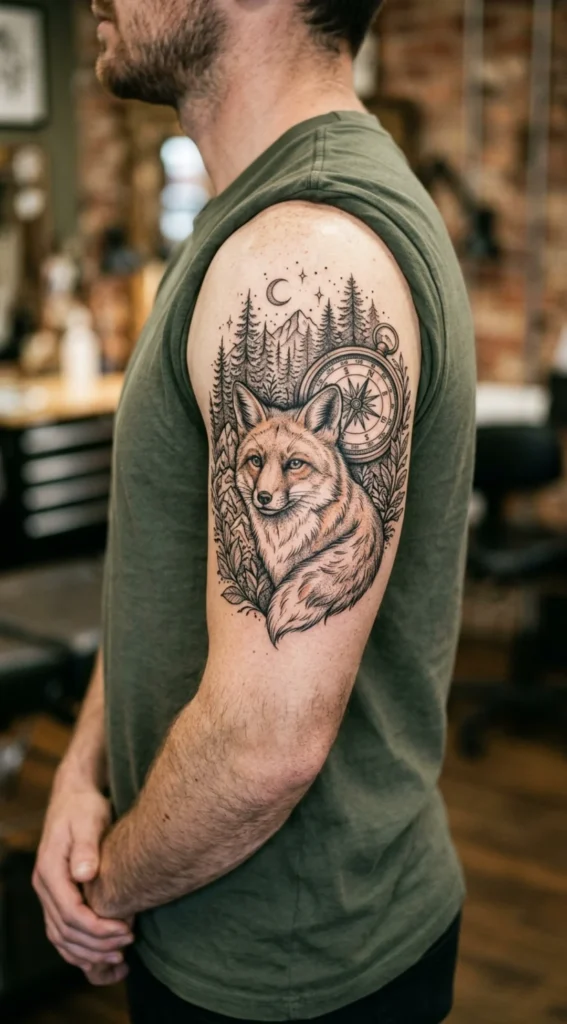 Fox with Compass and Forest