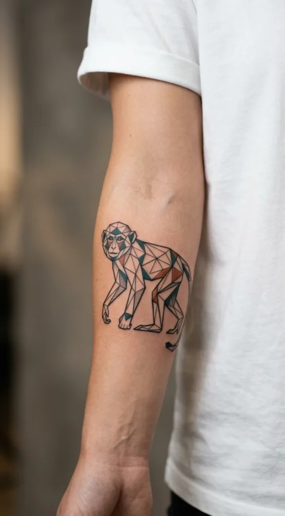 Geometric Monkey Tattoo
