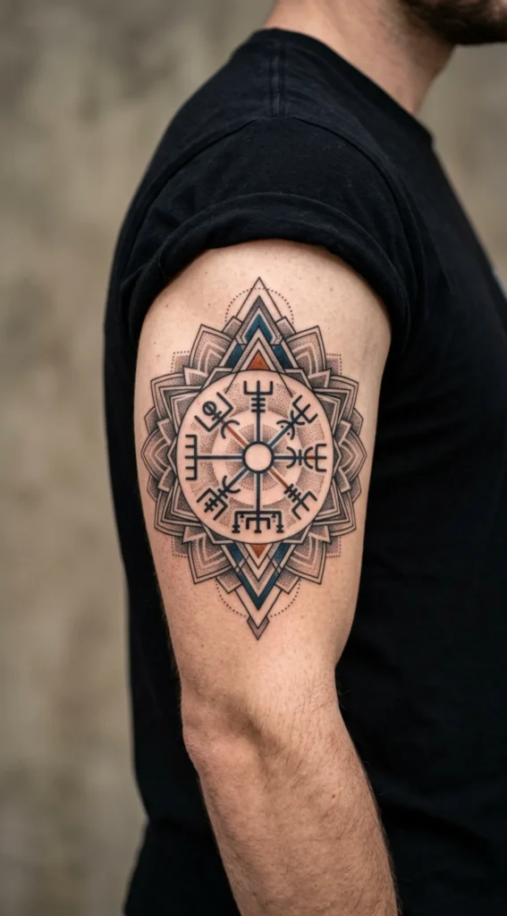 Geometric Viking Compass Tattoo