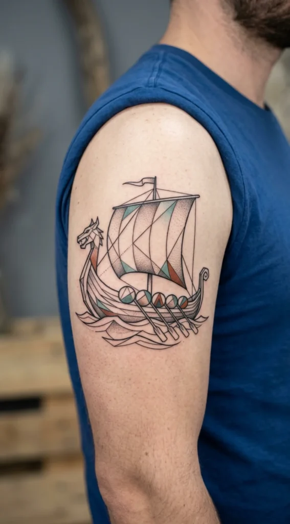 Geometric Viking Ship