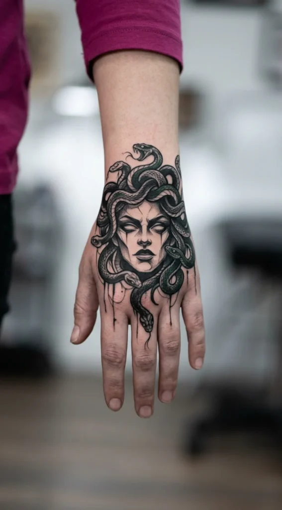 Gothic Medusa Hand Outline