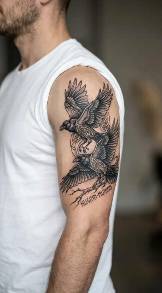 Huginn & Muninn Raven Tattoo