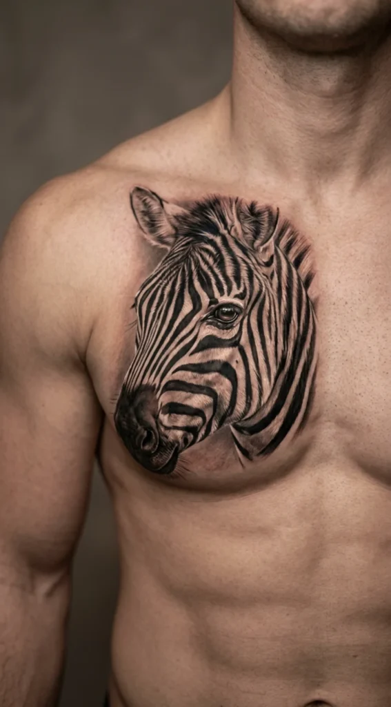 Hyperrealistic Zebra Chest Face