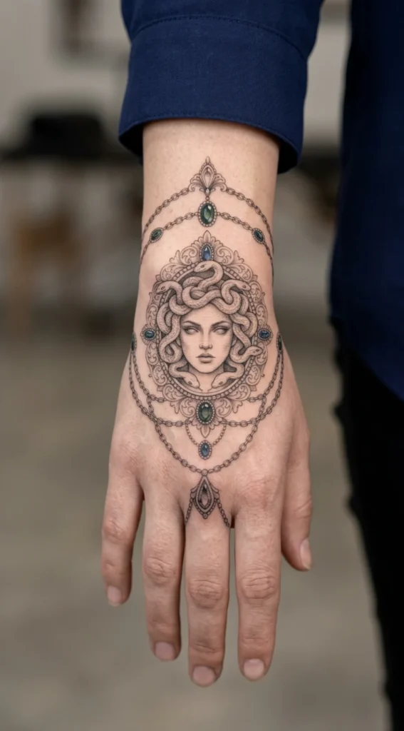Jewelry Style Medusa Hand Design