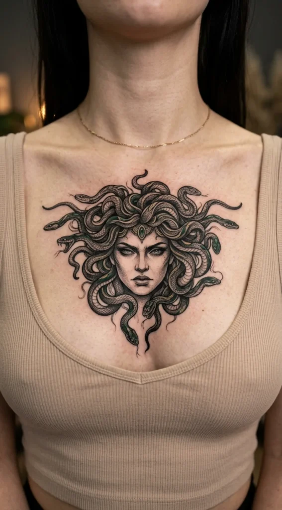 Medusa Chest Tattoo