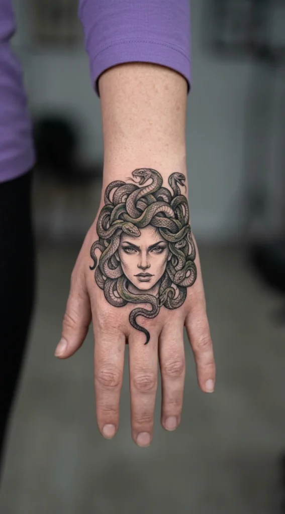 Medusa Hand Tattoo