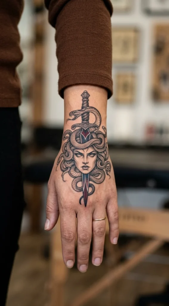 Medusa Hand with Dagger Motif