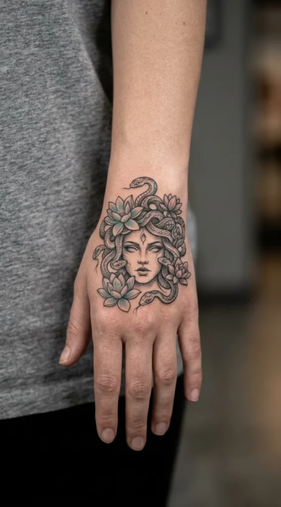 Medusa Hand with Lotus Flowers