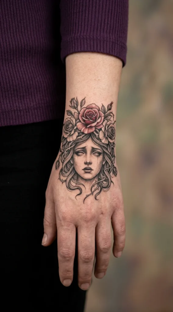 Medusa Hand with Rose Crown