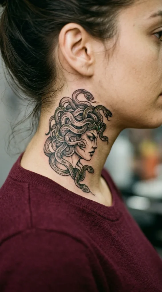 Medusa Neck Tattoo