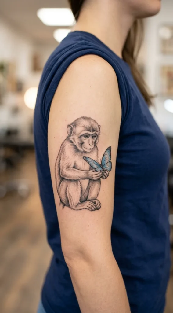 Monkey Holding a Butterfly