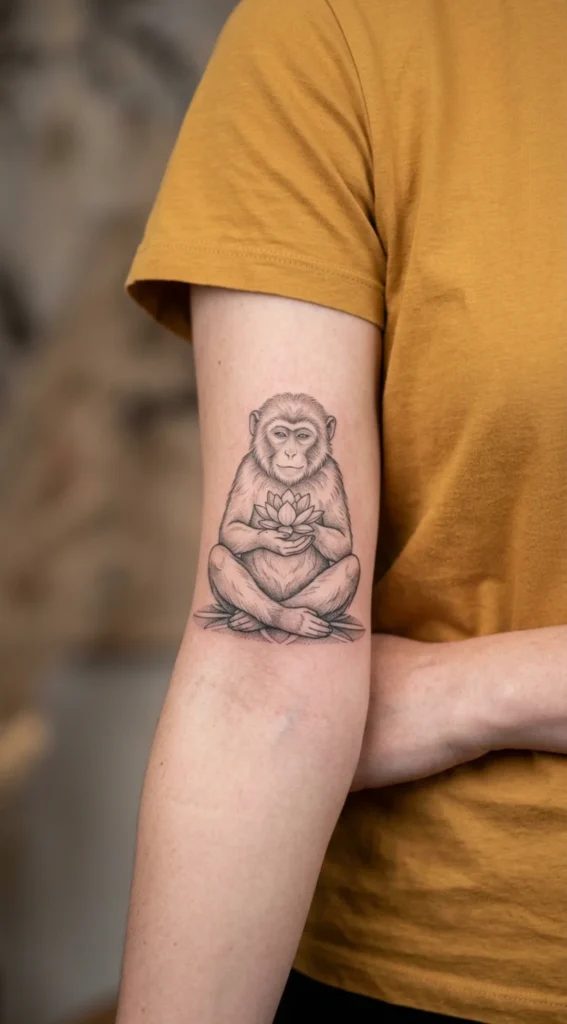Monkey Holding a Lotus