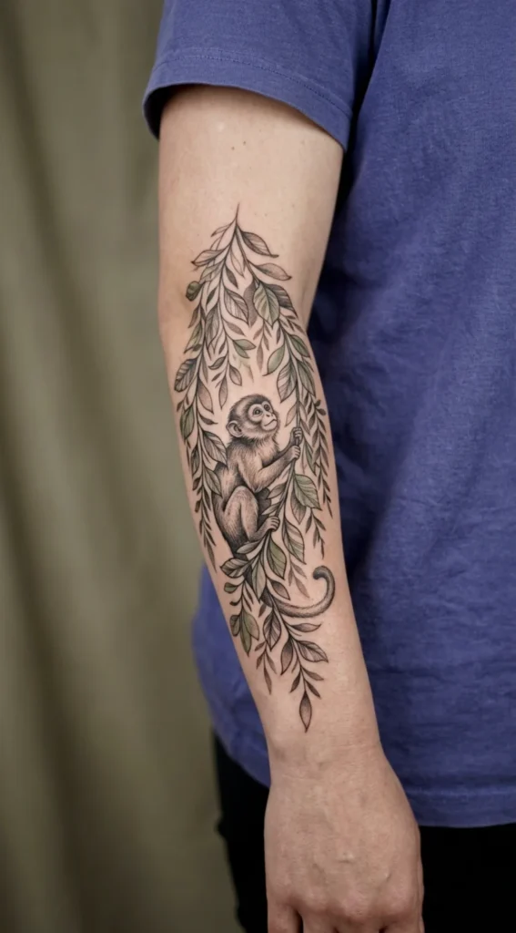 Monkey and Hanging Vines