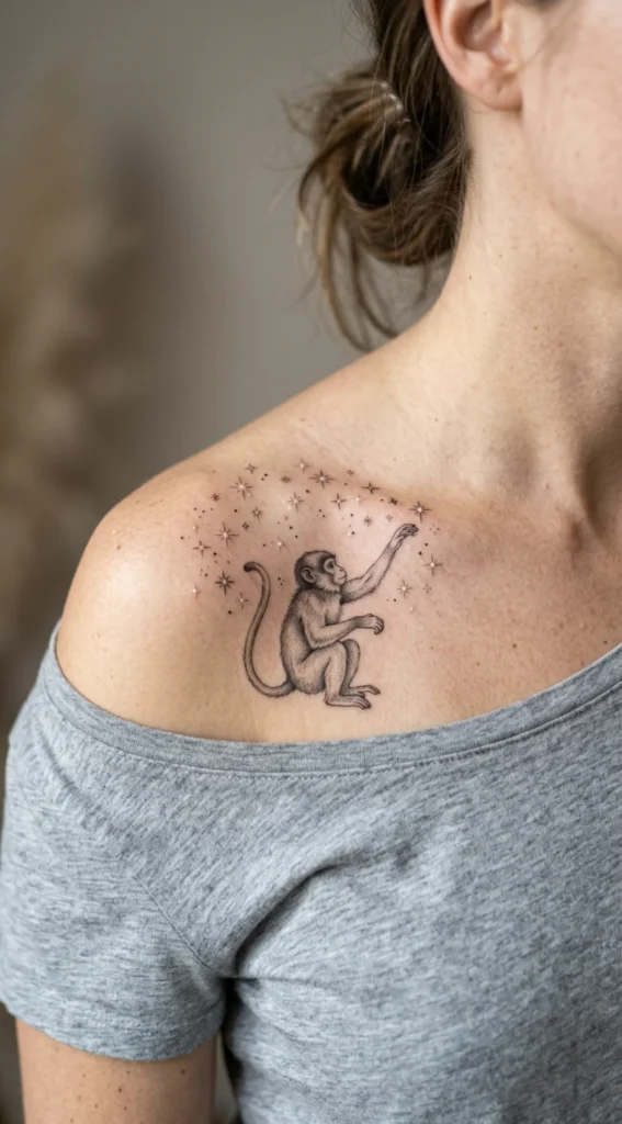Monkey with Sparkling Stars