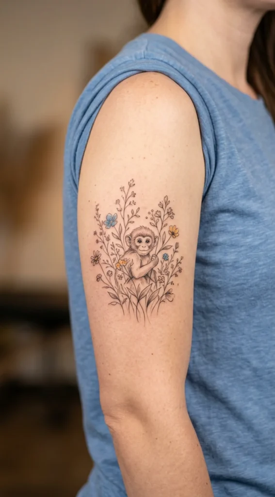 Monkey with Wildflowers