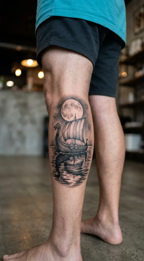 Moonlit Viking Longship