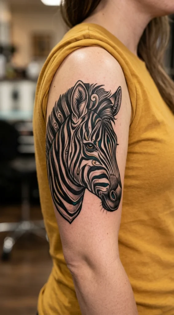 Neo-Traditional Zebra Head