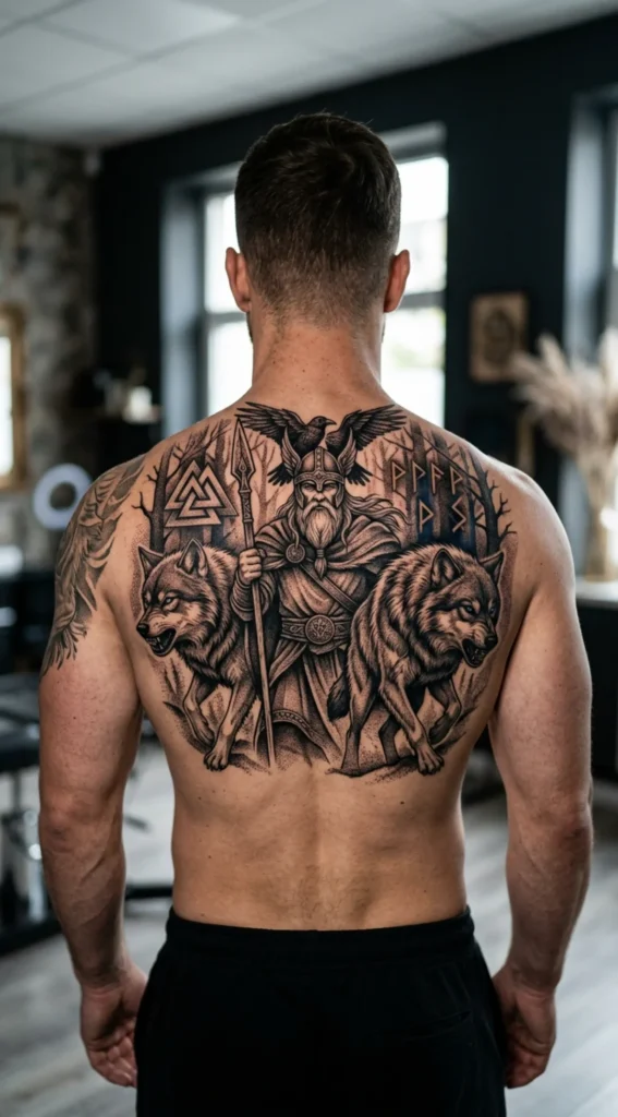 Odin with Wolves Tattoo