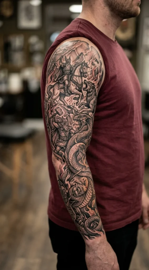 Ragnarok Battle Scene Tattoo
