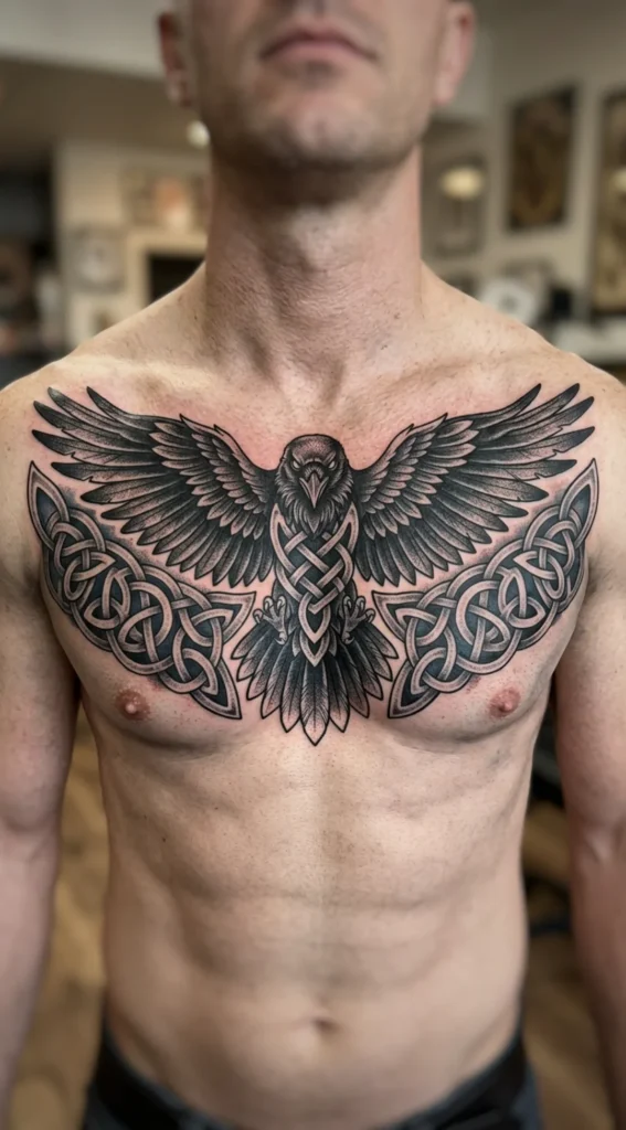 Raven Chest Piece with Celtic Knotwork