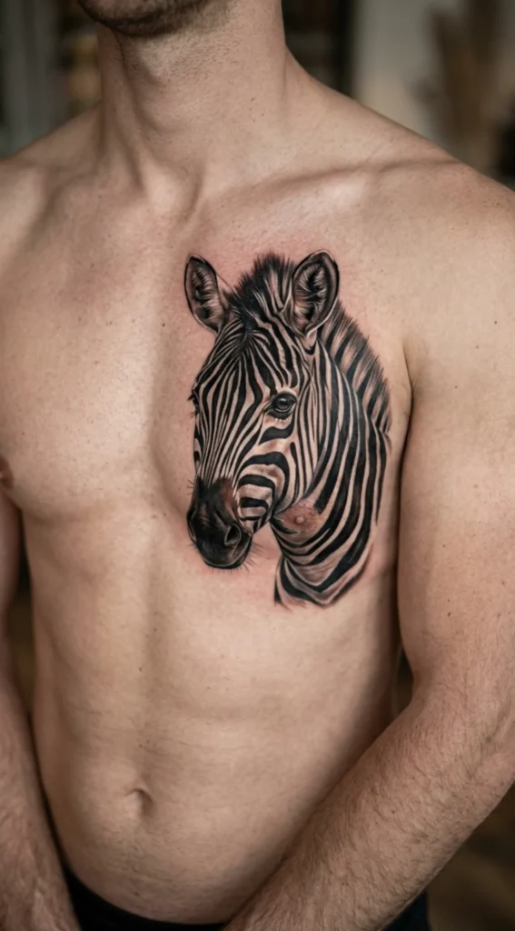 Realistic Zebra Chest Portrait