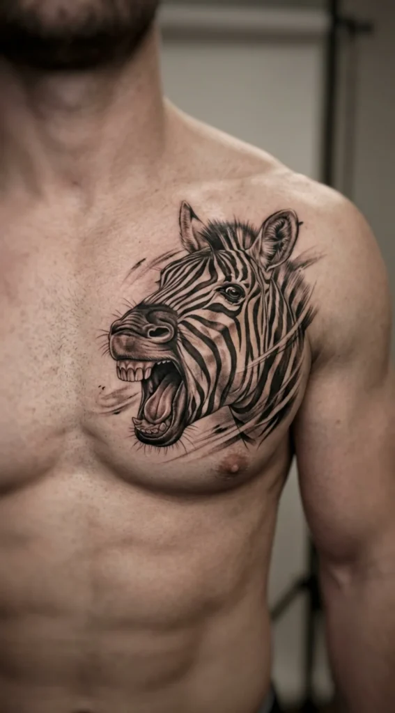 Roaring Zebra Chest Portrait