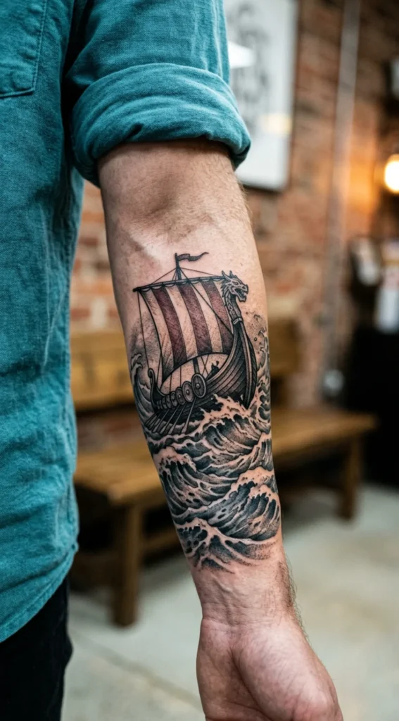 Stormy Sea Viking Ship