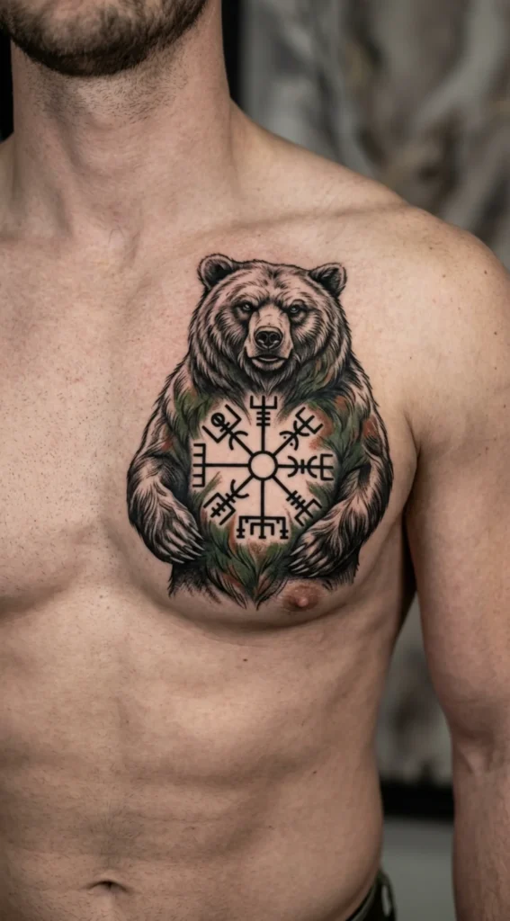Vegvisir with Viking Bear Tattoo