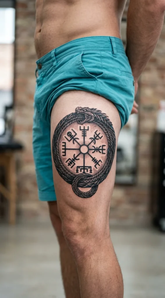  Vegvisir with World Serpent Tattoo