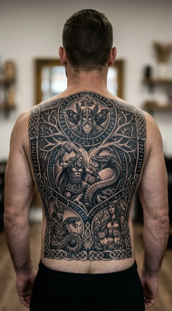 Viking Back Piece with Norse Gods