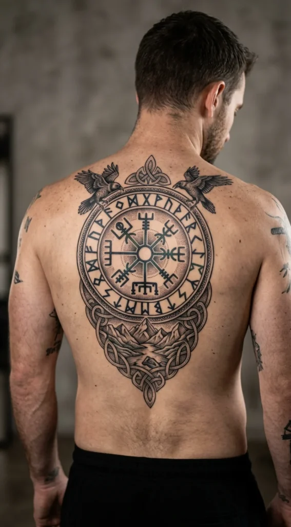 Viking Compass Back Tattoo