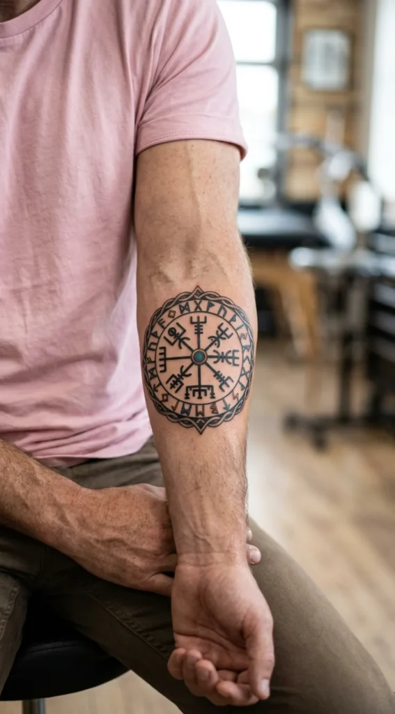 Viking Compass Forearm Tattoo
