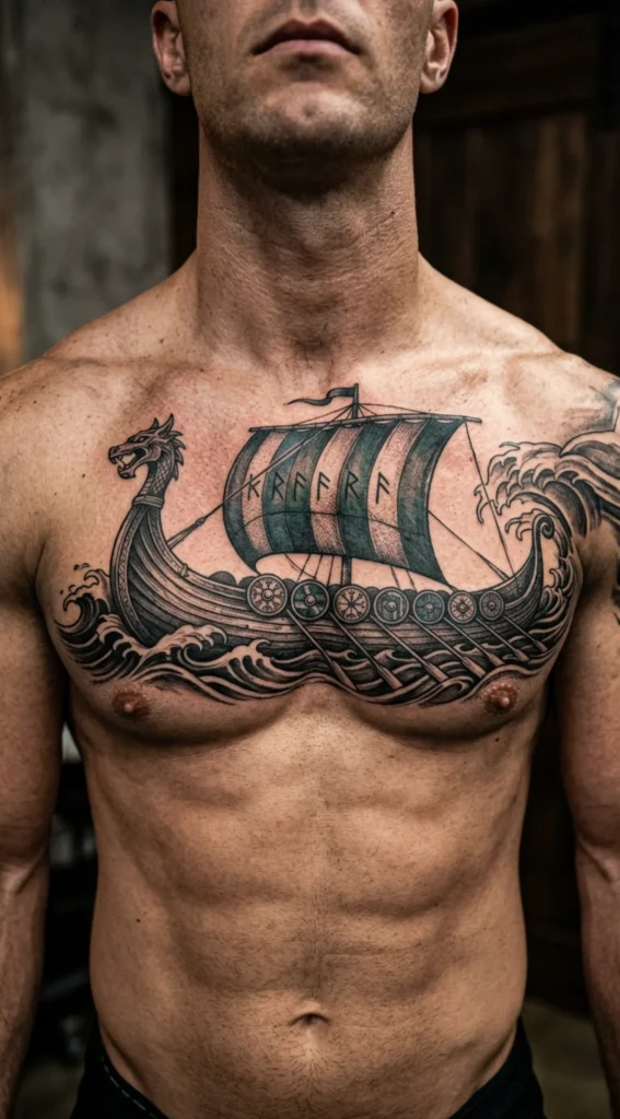 Viking Ship Chest Piece